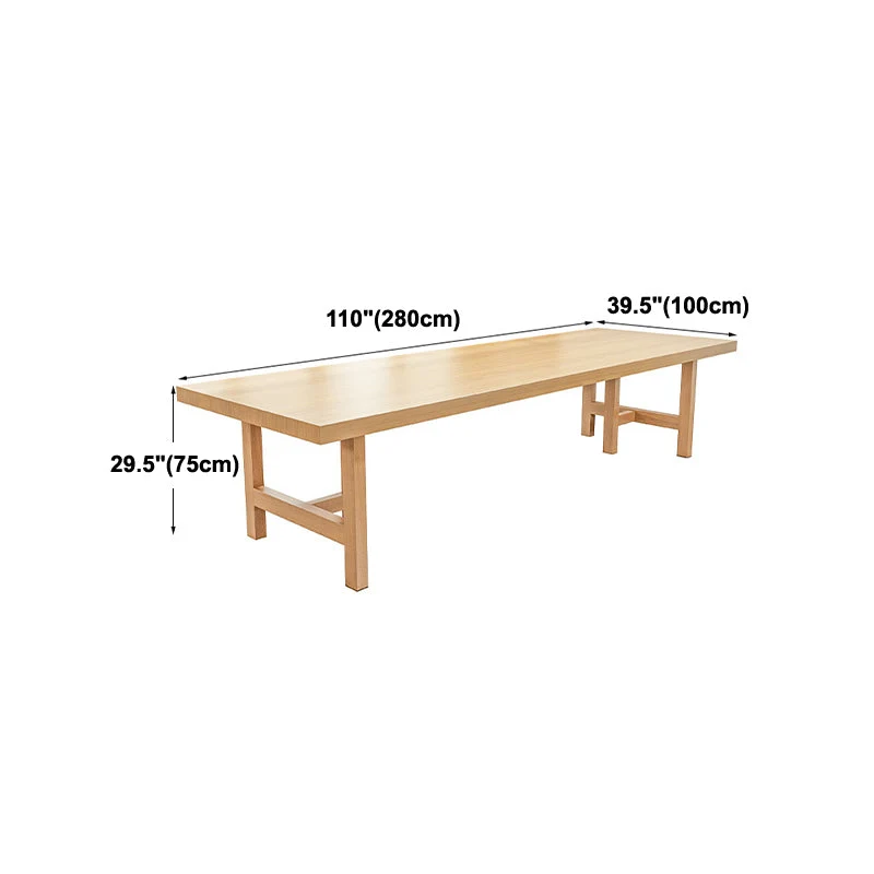 Bureau contemporain en bois de pin naturel, Base en bois rectangulaire, pour le bureau à domicile Clearhalo
