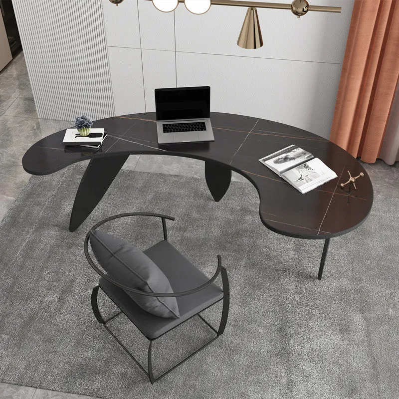 Bureau contemporain Bureau d'écriture noir avec pieds en fer Clearhalo