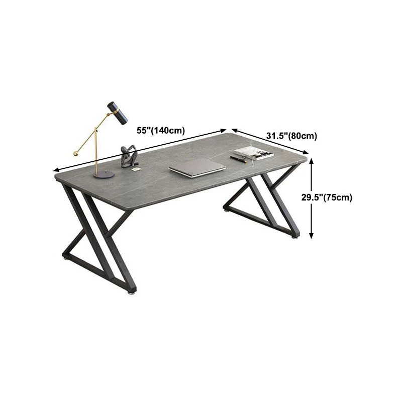 Bureau contemporain Bureau rectangulaire gris avec pieds en métal Clearhalo