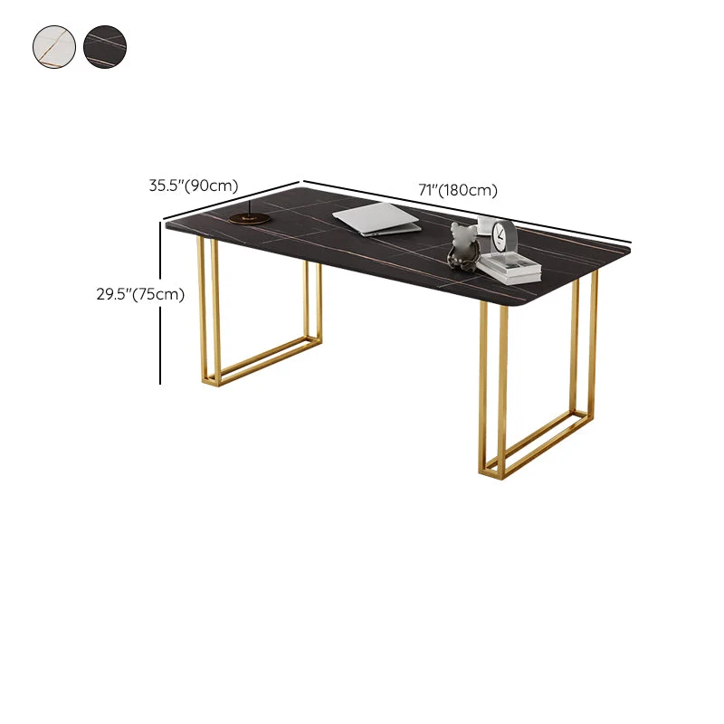 Bureau contemporain Bureau secrétaire rectangulaire doré avec pieds en métal Clearhalo