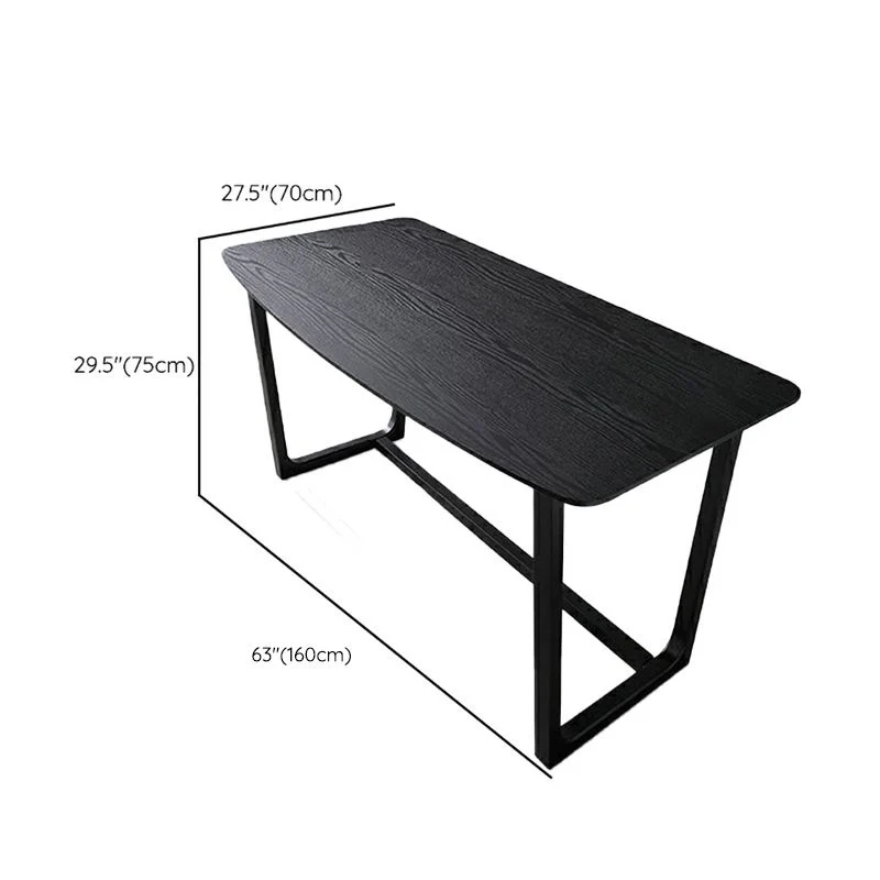 Bureau contemporain de forme irrégulière, bureau d'écriture en bois noir Clearhalo