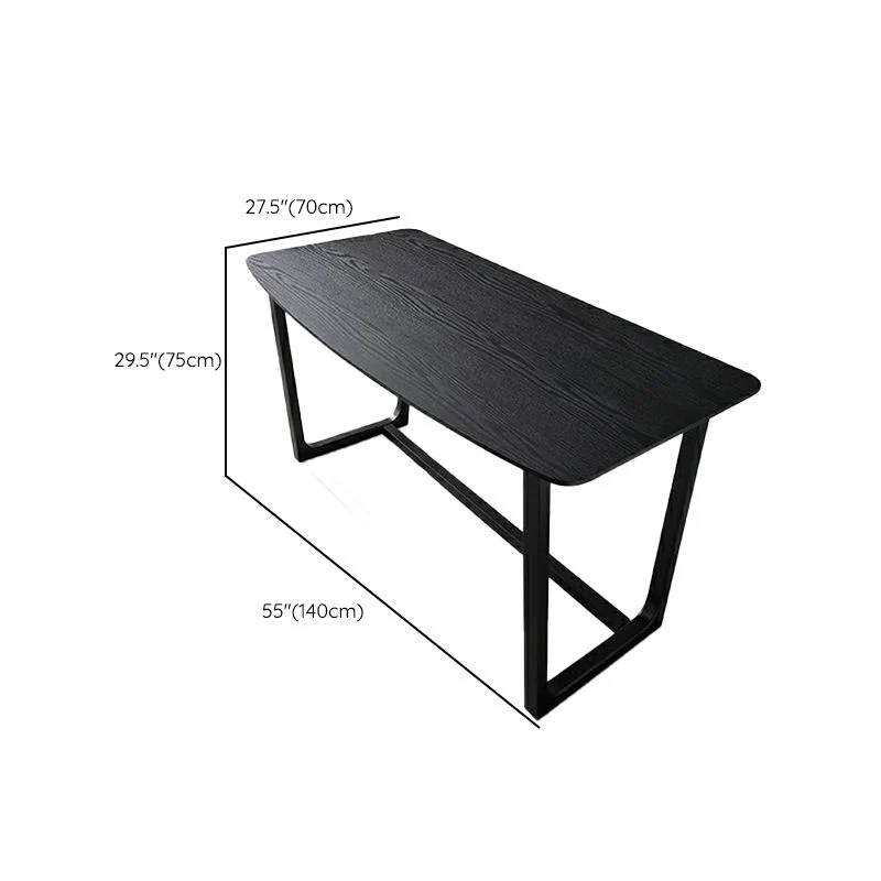 Bureau contemporain de forme irrégulière, bureau d'écriture en bois noir Clearhalo