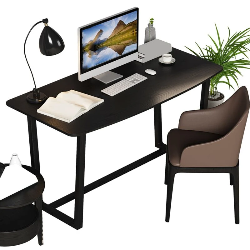 Bureau contemporain de forme irrégulière, bureau d'écriture en bois noir Clearhalo