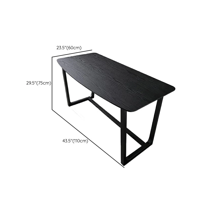 Bureau contemporain de forme irrégulière, bureau d'écriture en bois noir Clearhalo