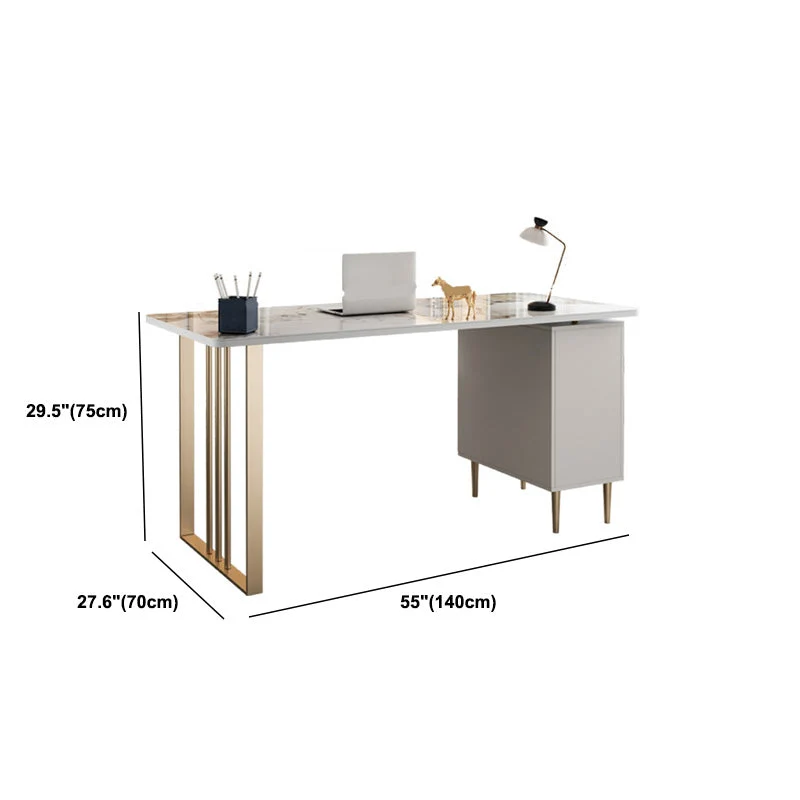 Bureau contemporain en marbre pour bureau Bureau rectangulaire de 30 po de hauteur avec 1 tiroir Clearhalo