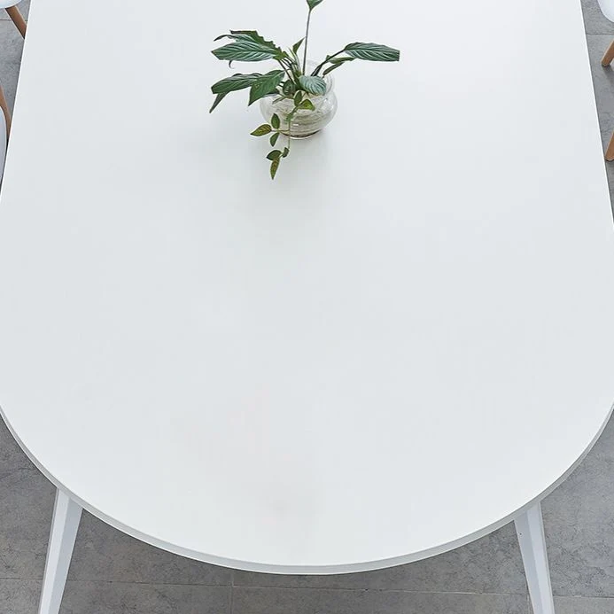 Bureau contemporain ovale en bois blanc Parsons Clearhalo