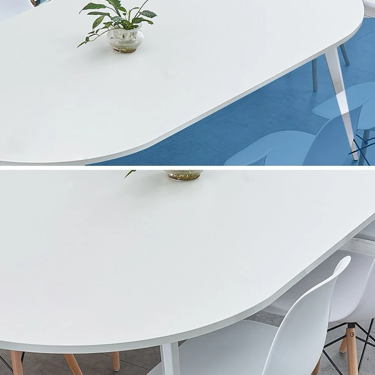 Bureau contemporain ovale en bois blanc Parsons Clearhalo