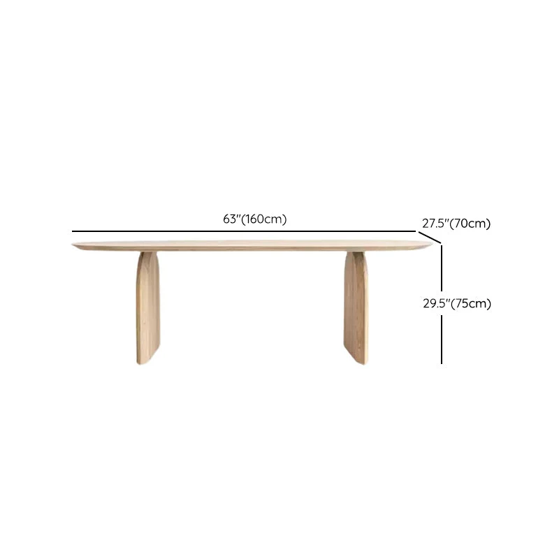 Bureau contemporain ovale en bois massif, bureau d'écriture naturel Clearhalo