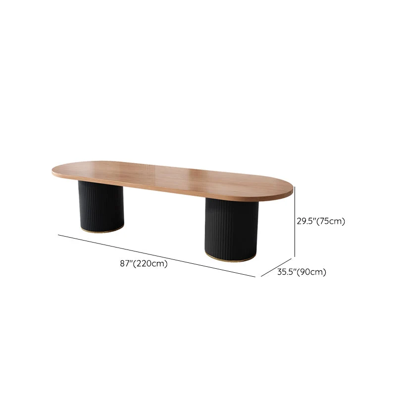 Bureau contemporain ovale en bois massif marron, bureau d'écriture pour la maison Clearhalo