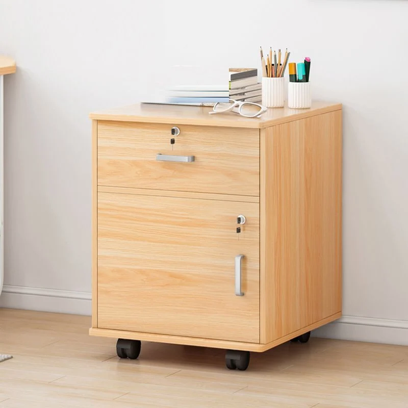 Bureau contemporain de piédestal de fichier de serrure de clé de cadre en bois massif de classeurs Clearhalo