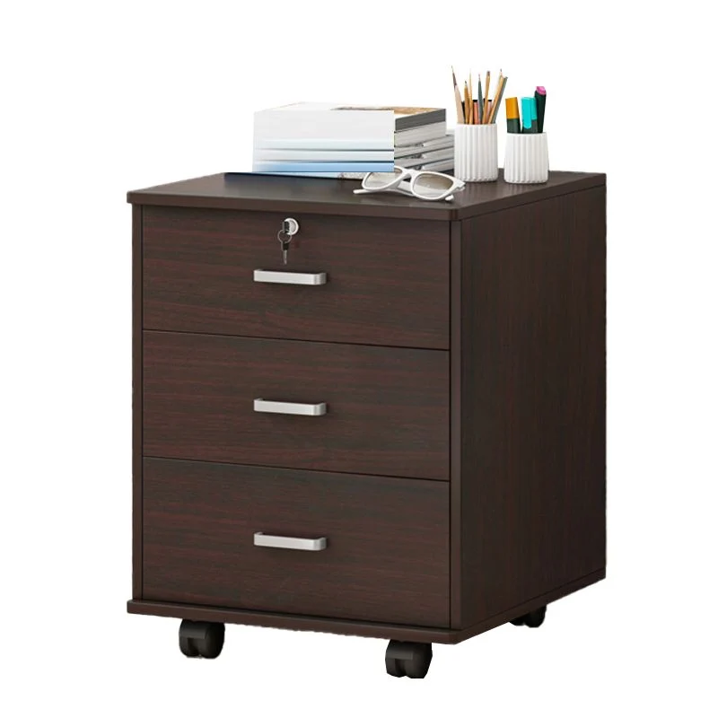 Bureau contemporain de piédestal de fichier de serrure de clé de cadre en bois massif de classeurs Clearhalo
