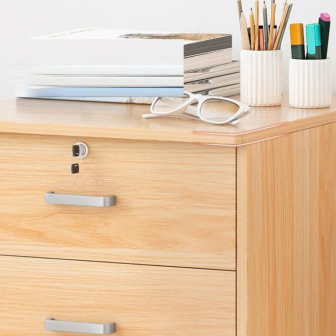 Bureau contemporain de piédestal de fichier de serrure de clé de cadre en bois massif de classeurs Clearhalo