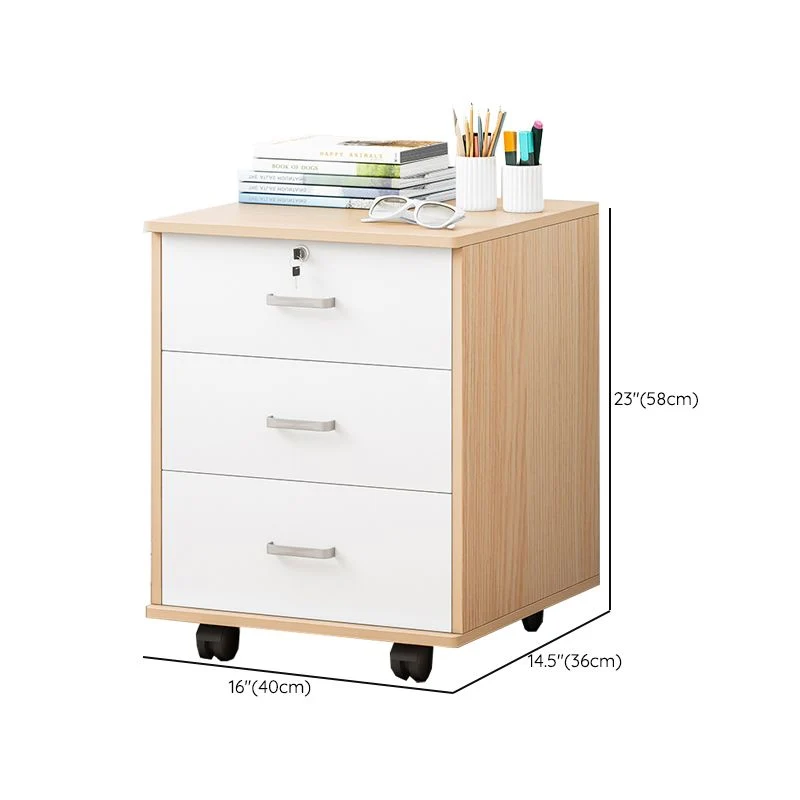 Bureau contemporain de piédestal de fichier de serrure de clé de cadre en bois massif de classeurs Clearhalo