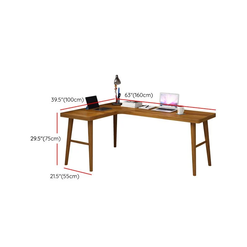 Bureau contemporain en pin, bureau d'écriture en forme de L pour chambre à coucher Clearhalo