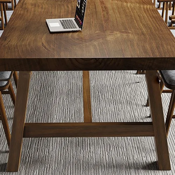 Bureau contemporain en pin, bureau d'écriture rectangulaire en bois massif Clearhalo