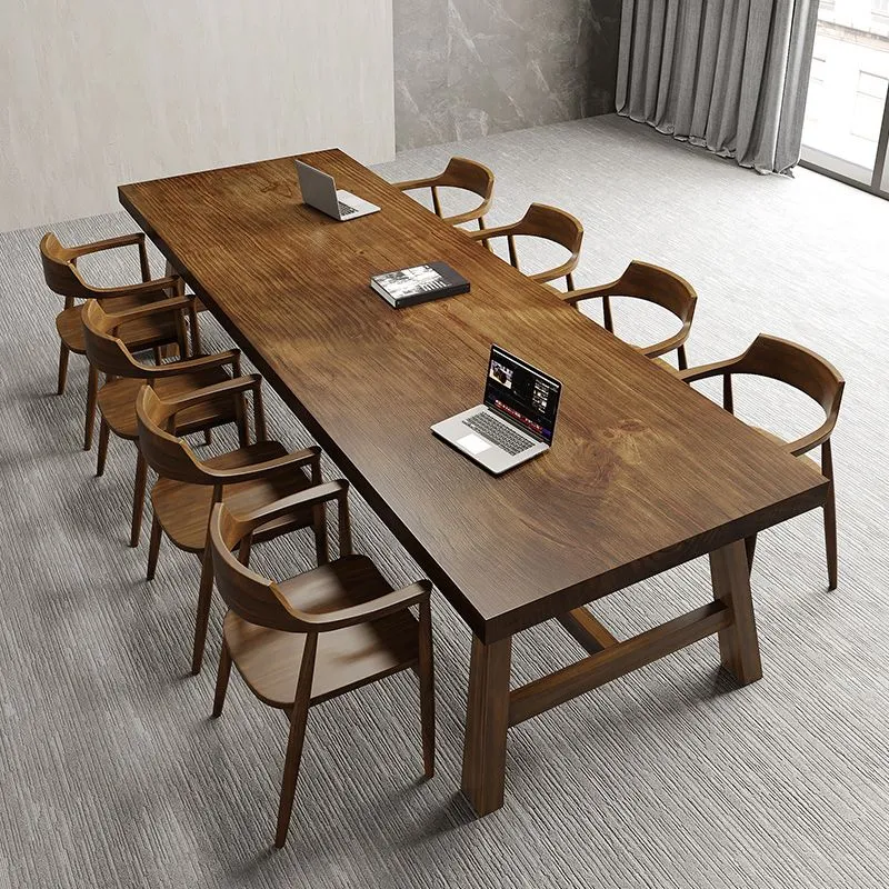 Bureau contemporain en pin, bureau d'écriture rectangulaire en bois massif Clearhalo