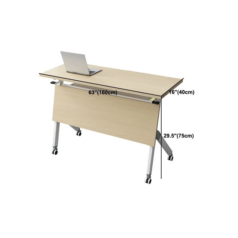 Bureau contemporain pour bureau Bureau rectangulaire de 30 po de hauteur en brun avec roulettes Clearhalo