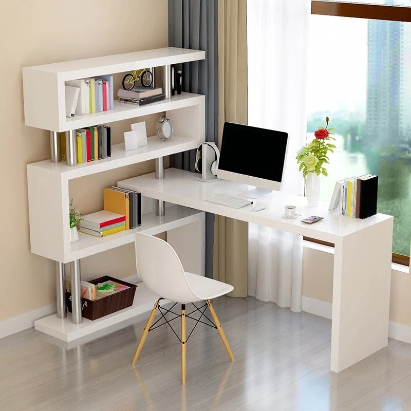 Bureau de crédence blanc contemporain, crédence sur pied en bois pour bureau Clearhalo