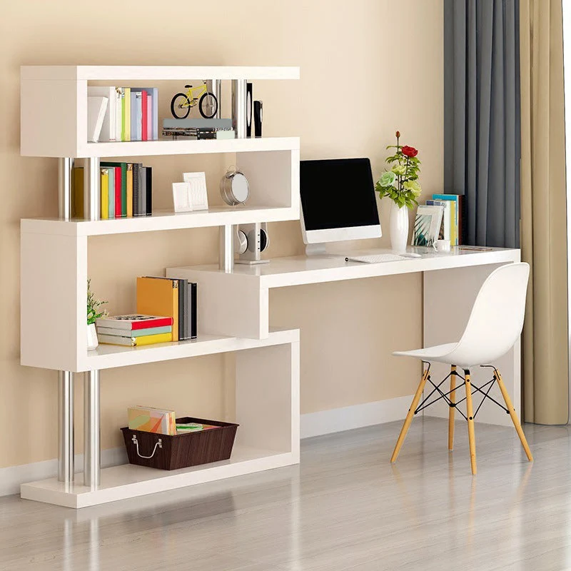 Bureau de crédence blanc contemporain, crédence sur pied en bois pour bureau Clearhalo