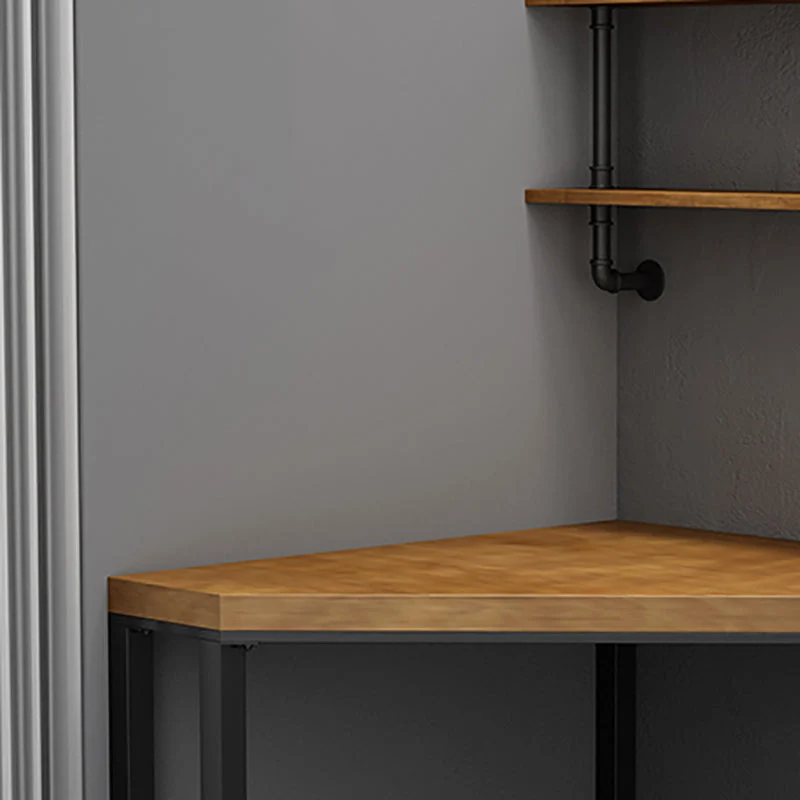 Bureau d'angle en bois massif, bureau d'écriture moderne de 29,53 pouces de hauteur avec pieds en fer Clearhalo