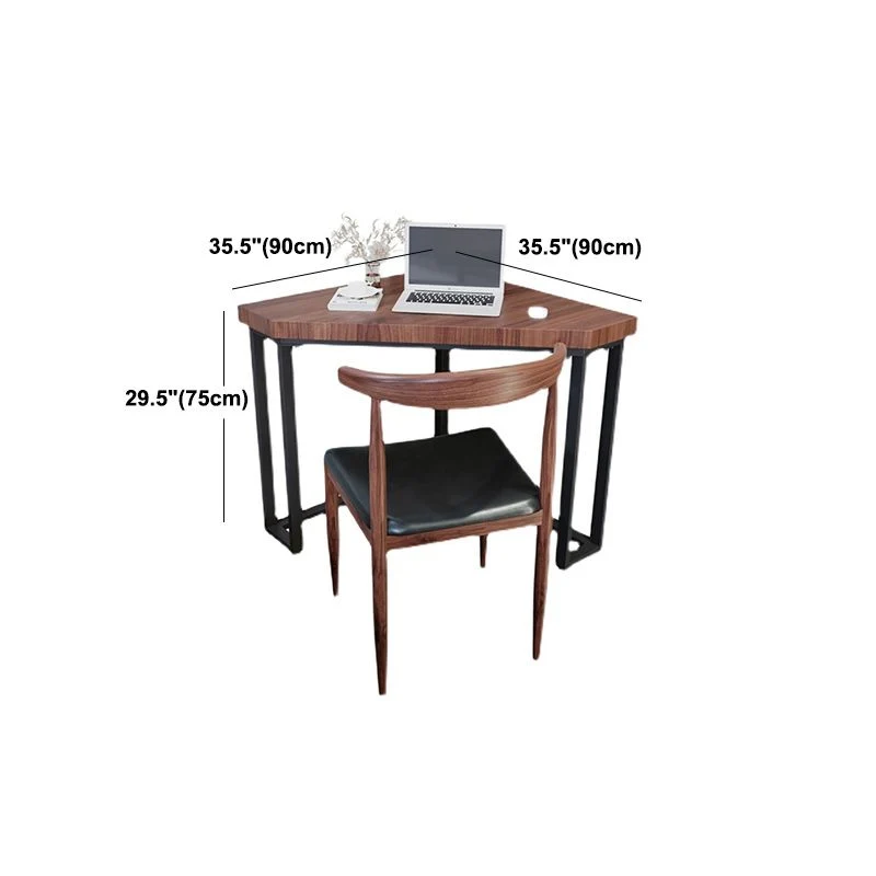 Bureau d'angle contemporain en forme de H, bureau d'écriture en bois massif Clearhalo