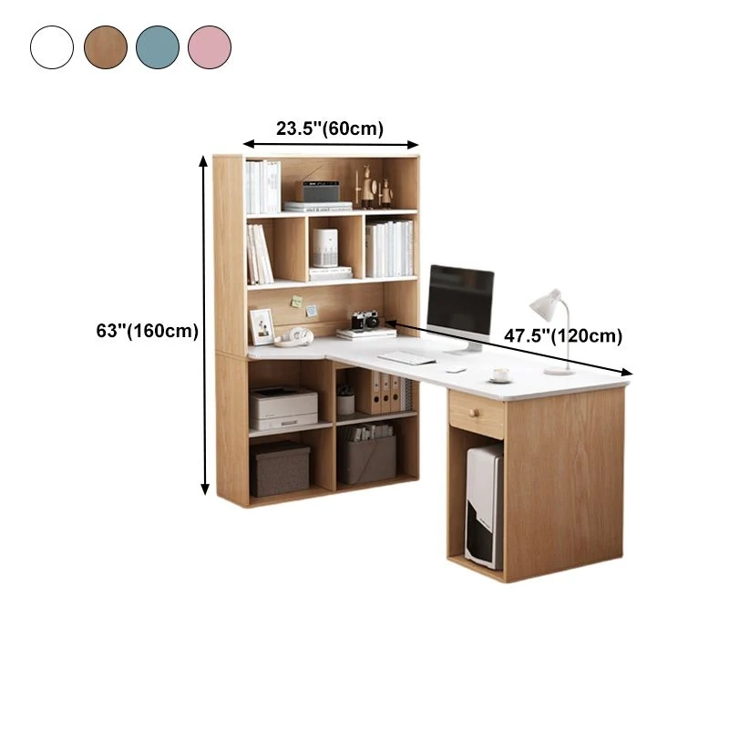Bureau d'angle moderne en bois manufacturé avec étagère, 47,2 po de longueur x 23,6 po de largeur Clearhalo