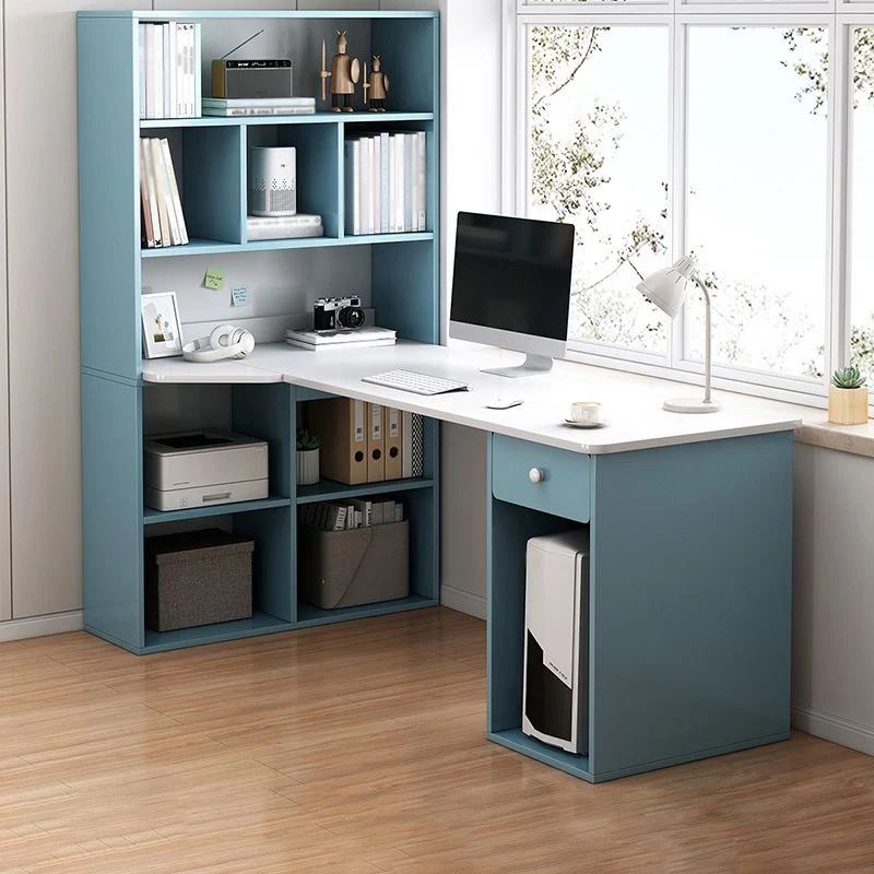 Bureau d'angle moderne en bois manufacturé avec étagère, 47,2 po de longueur x 23,6 po de largeur Clearhalo