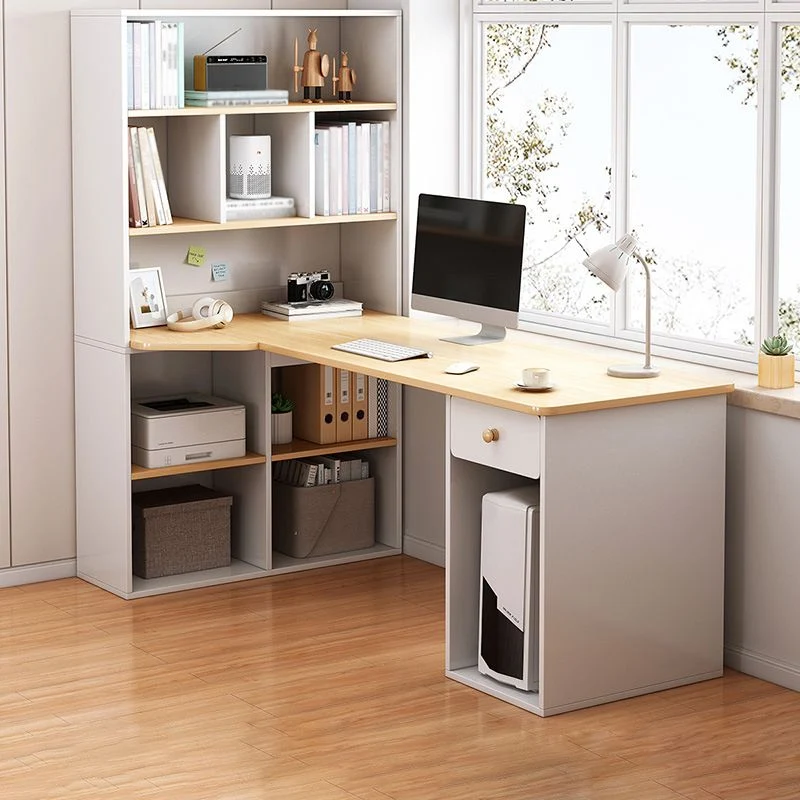 Bureau d'angle moderne en bois manufacturé avec étagère, 47,2 po de longueur x 23,6 po de largeur Clearhalo