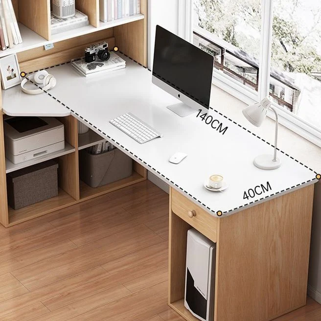 Bureau d'angle moderne en bois manufacturé avec étagère, 47,2 po de longueur x 23,6 po de largeur Clearhalo