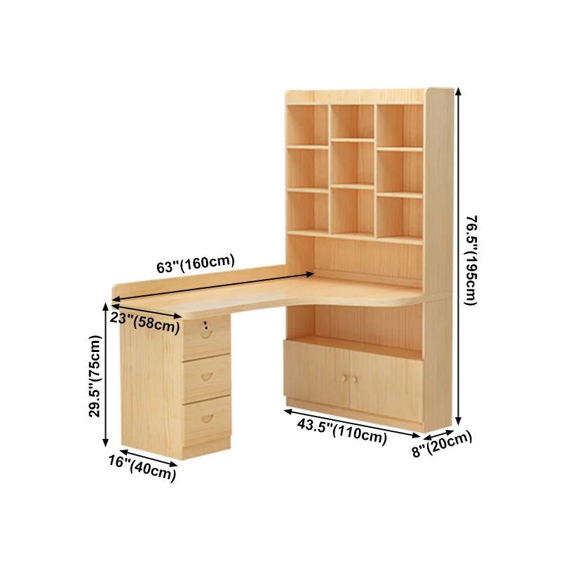 Bureau d'angle moderne en bois massif de 29,5 pouces, bibliothèque, armoire combinée, bureau à domicile Clearhalo