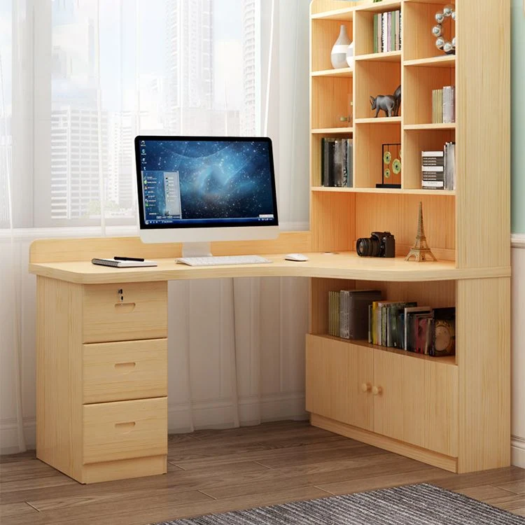 Bureau d'angle moderne en bois massif de 29,5 pouces, bibliothèque, armoire combinée, bureau à domicile Clearhalo