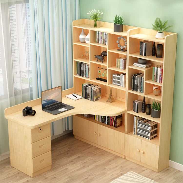 Bureau d'angle moderne en bois massif de 29,5 pouces, bibliothèque, armoire combinée, bureau à domicile Clearhalo