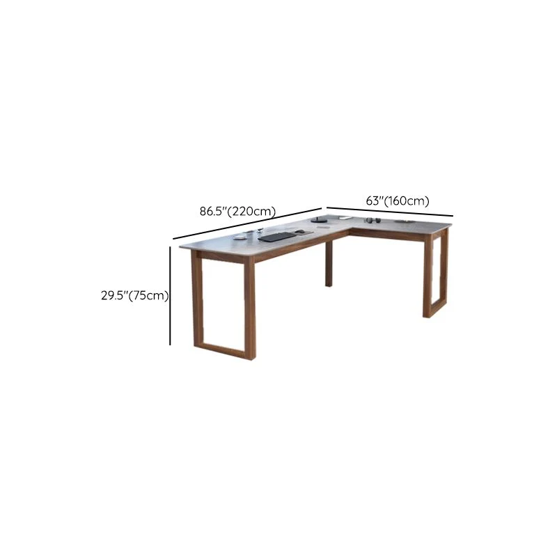 Bureau d'angle moderne en pierre de 29,53 pouces de haut avec base luge Clearhalo