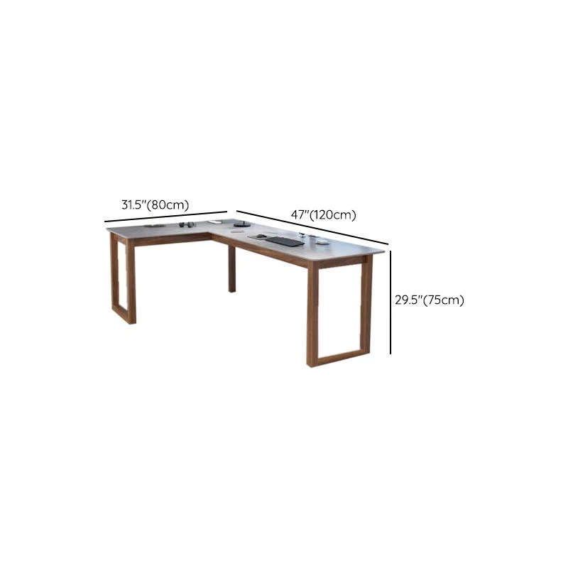 Bureau d'angle moderne en pierre de 29,53 pouces de haut avec base luge Clearhalo