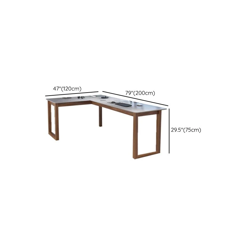 Bureau d'angle moderne en pierre de 29,53 pouces de haut avec base luge Clearhalo