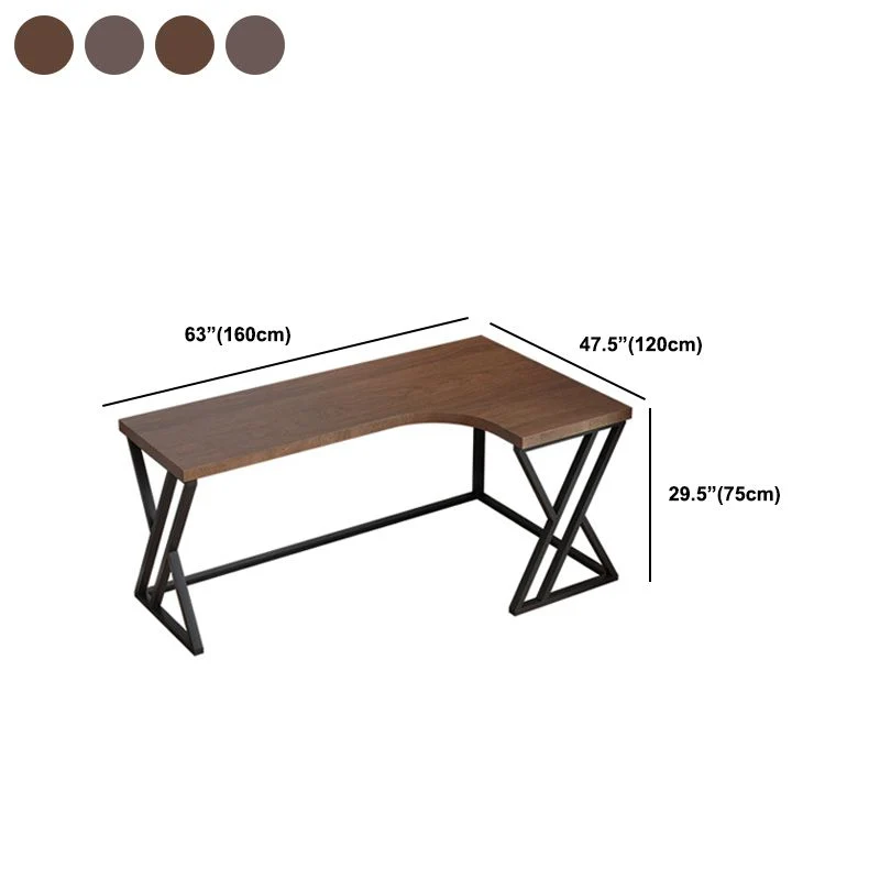 Bureau d'angle en métal et bois, bureau industriel marron avec étagère Clearhalo