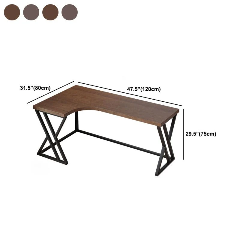 Bureau d'angle en métal et bois, bureau industriel marron avec étagère Clearhalo