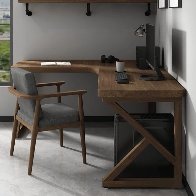 Bureau d'angle de style contemporain, bureau de dortoir marron Clearhalo