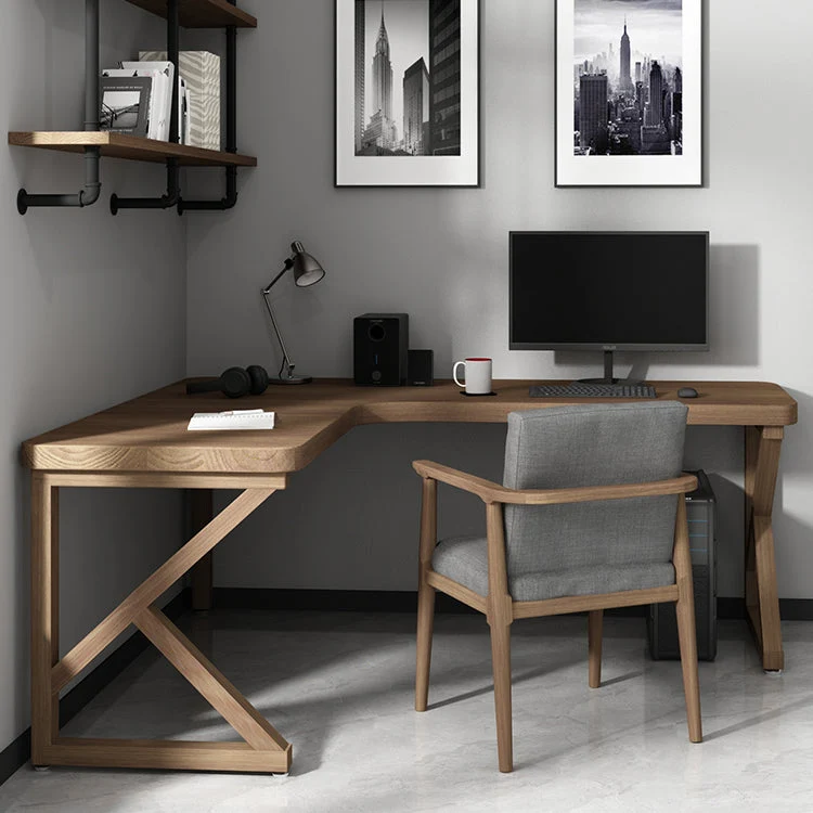 Bureau d'angle de style contemporain, bureau de dortoir marron Clearhalo