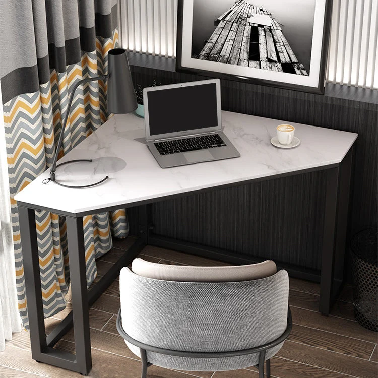 Bureau d'angle de Style moderne, dessus en ardoise, pieds en métal noir pour chambre à coucher Clearhalo