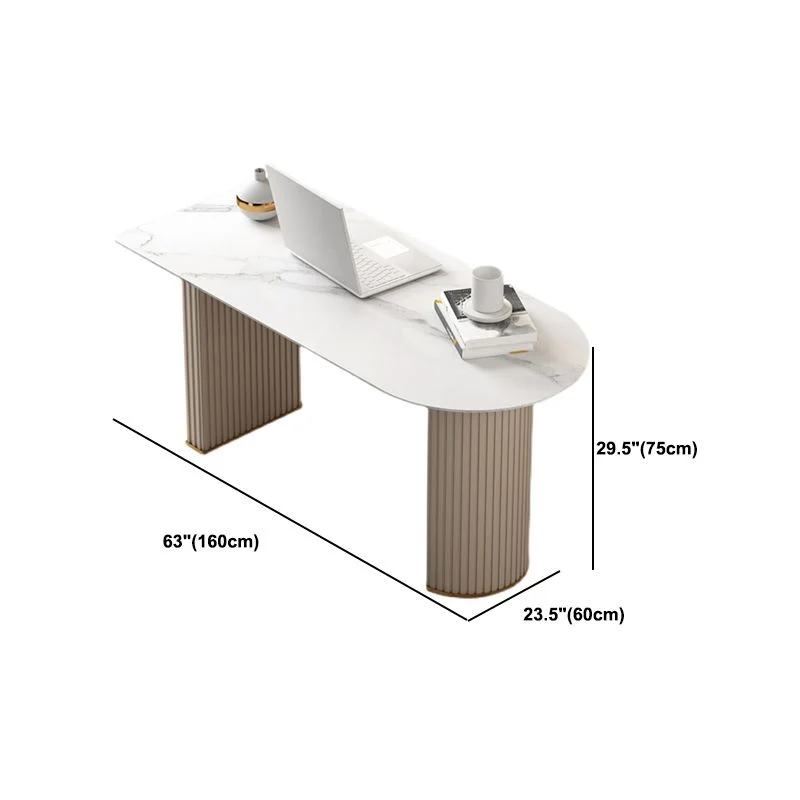 Bureau d'écriture de 23,6 po de large, bureau Glam sur pied beige pour la maison Clearhalo