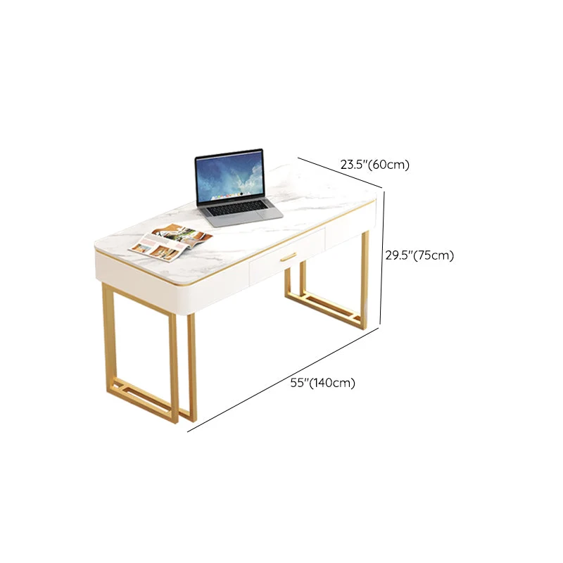 Bureau d'écriture avec pieds en fer de style Glam, bureau de 29,5 pouces de hauteur Clearhalo