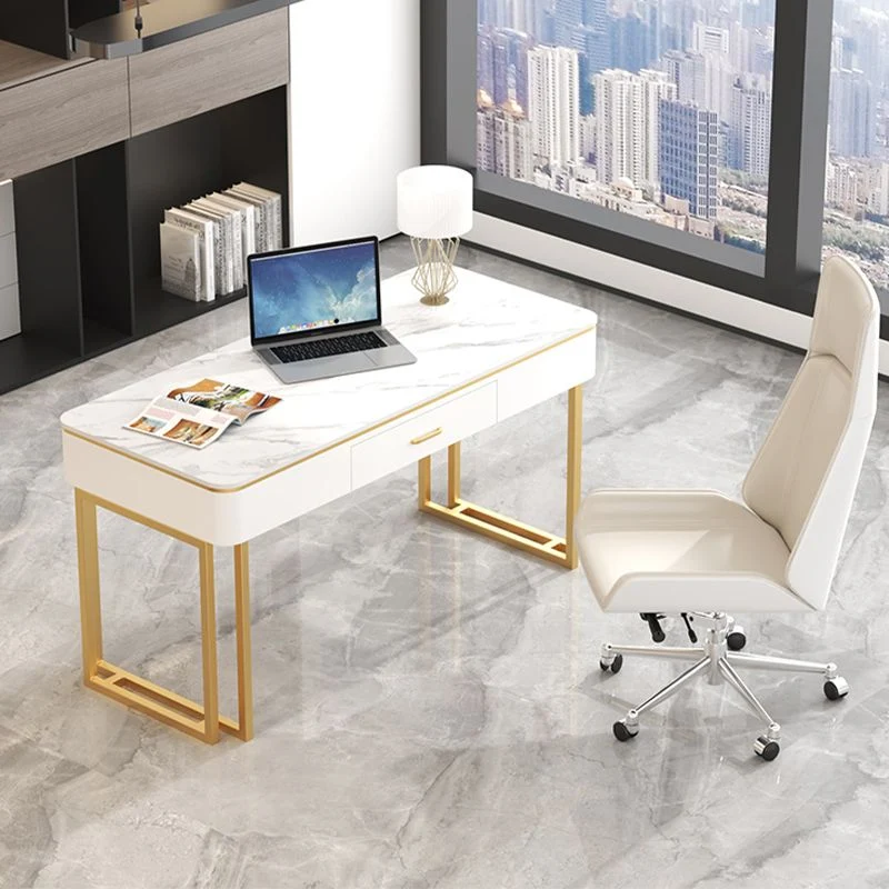 Bureau d'écriture avec pieds en fer de style Glam, bureau de 29,5 pouces de hauteur Clearhalo