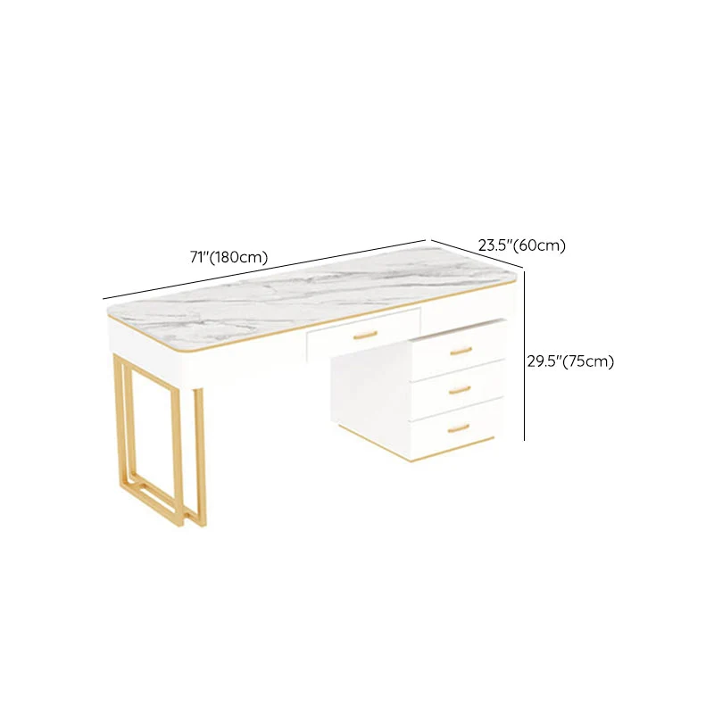 Bureau d'écriture avec pieds en fer de style Glam, bureau de 29,5 pouces de hauteur Clearhalo