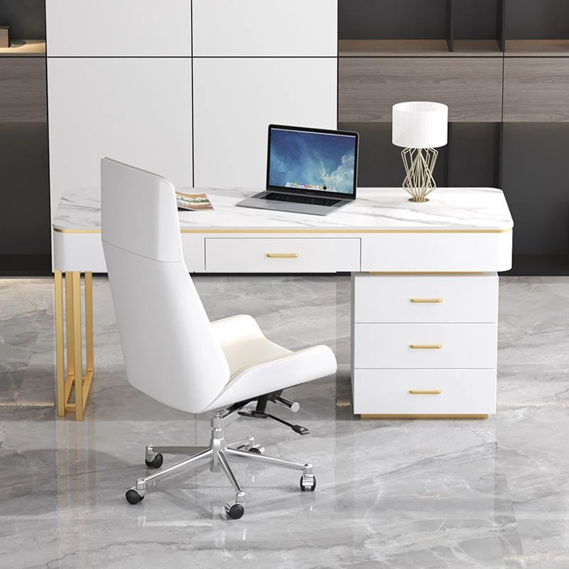 Bureau d'écriture avec pieds en fer de style Glam, bureau de 29,5 pouces de hauteur Clearhalo