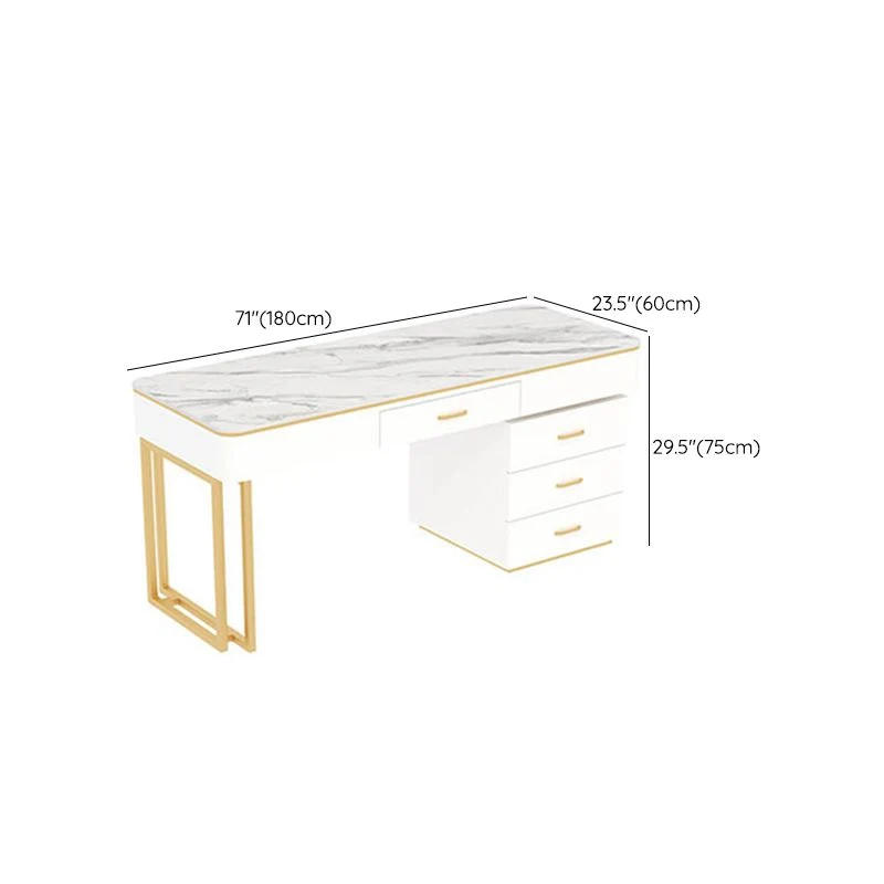 Bureau d'écriture avec pieds en fer de style Glam, bureau de 29,5 pouces de hauteur Clearhalo