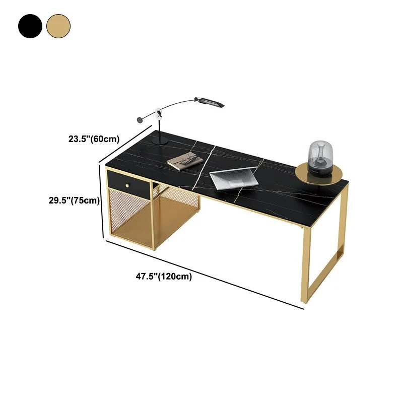 Bureau d'écriture avec 1 tiroir et piédestal en marbre Glam Clearhalo