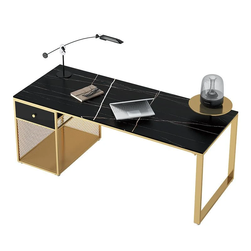 Bureau d'écriture avec 1 tiroir et piédestal en marbre Glam Clearhalo