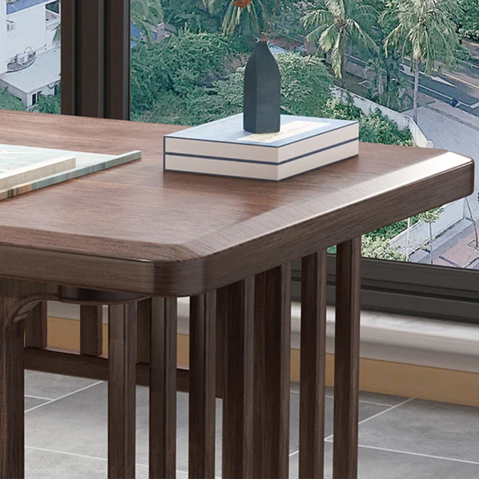 Bureau d'écriture à base luge en noyer, bureau en bois à 2 tiroirs pour chambre à coucher Clearhalo