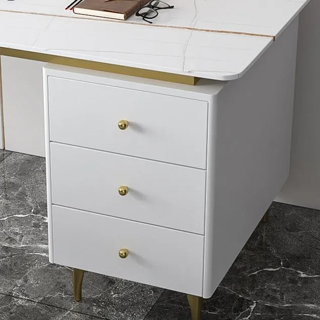 Bureau d'écriture à base en métal Bureau de style Glam avec 3 tiroirs Clearhalo